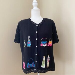 Great Cavalier Vintage Perfume and Purse Sweater - L